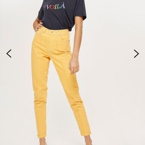 High waist yellow mom jeans